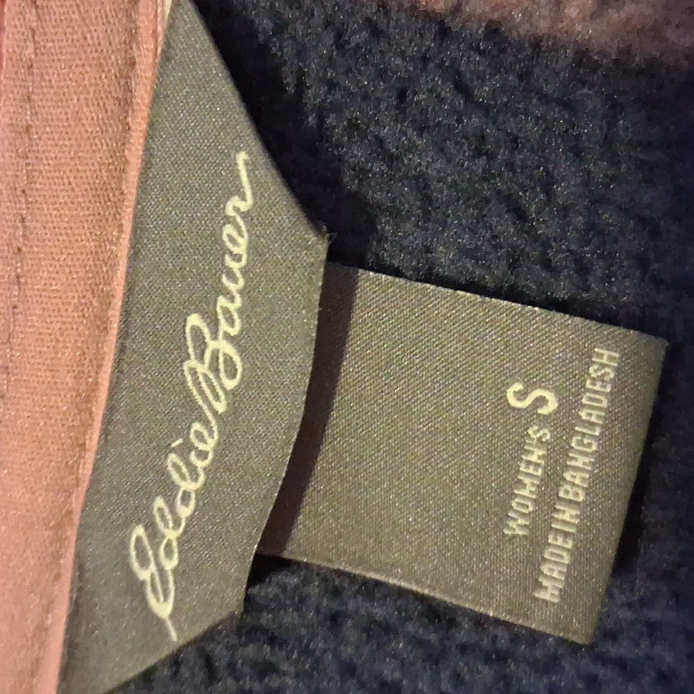 Eddie Bauer Womens Quarter Zip Fleece Black Rust Mauve Plaid Pullover Sz S - Picture 6 of 7